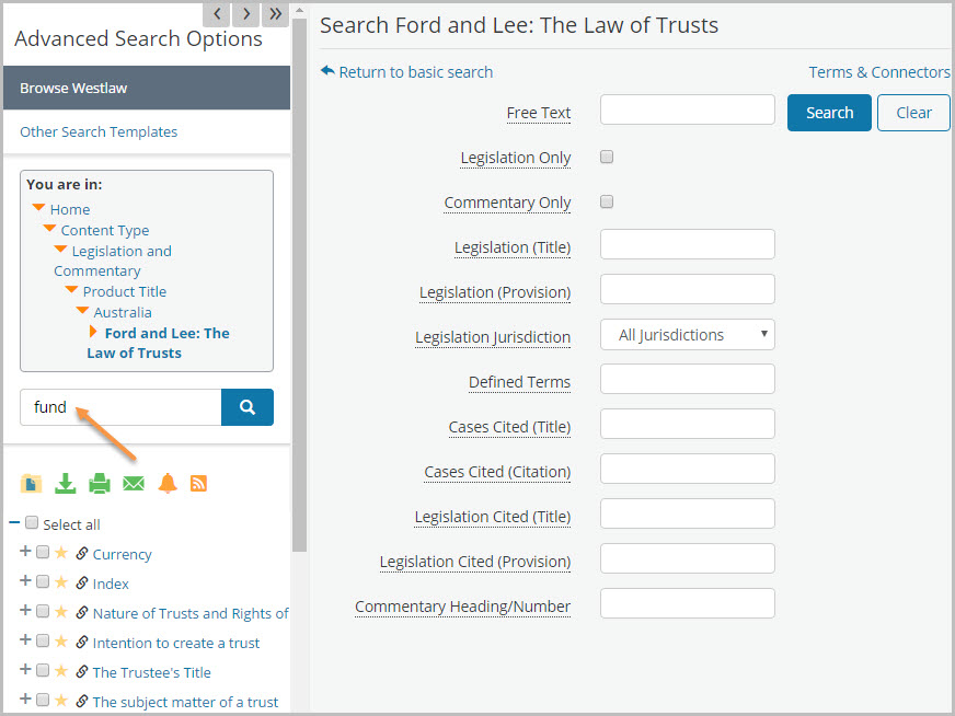 Filtering the Table of Contents